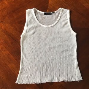 DKNY//Jeans White sheer tank top, raw cut out edge